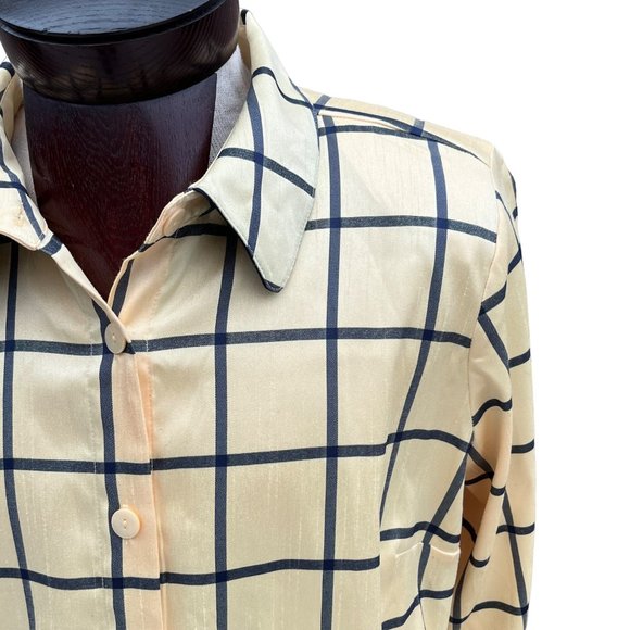 Lines by Louis Dell’Olio windowpane Check Shirt Yellow Blue Size 18 - Picture 2 of 7